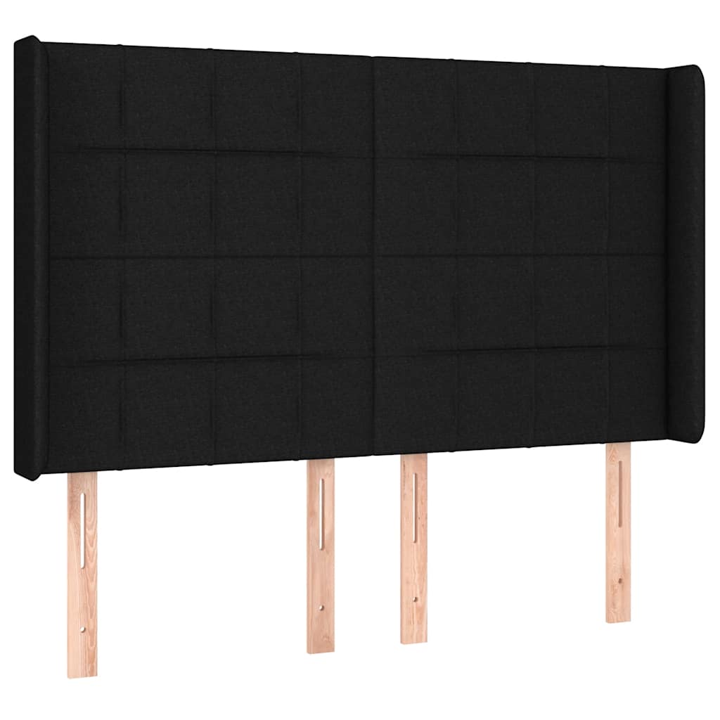 Krevet box spring s madracem LED crni 140x190 cm od tkanine