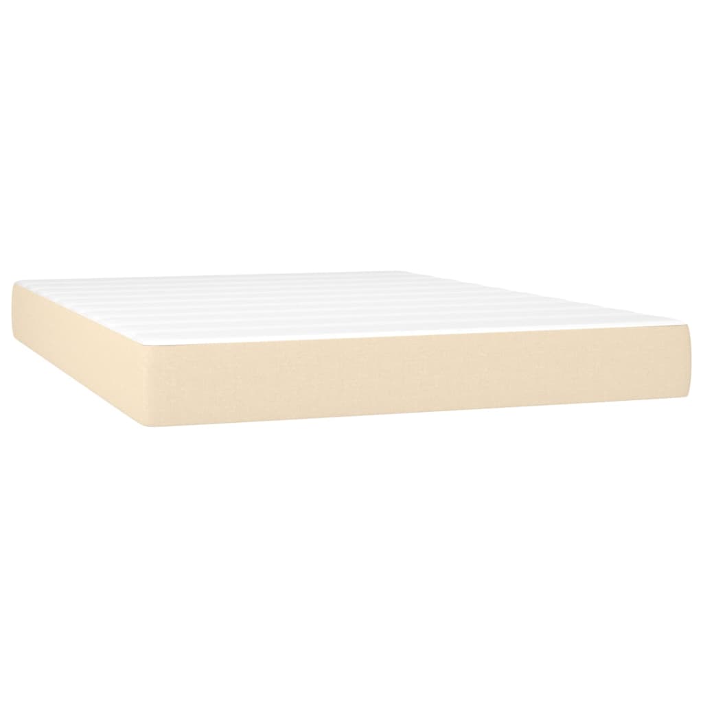 Krevet box spring s madracem LED krem 140x200 cm od tkanine