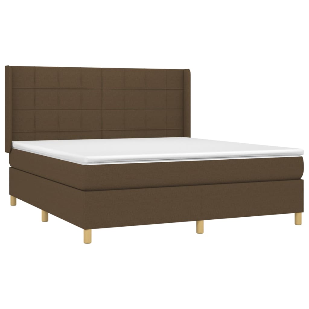Krevet box spring s madracem LED tamnosmeđi 160x200 cm tkanina