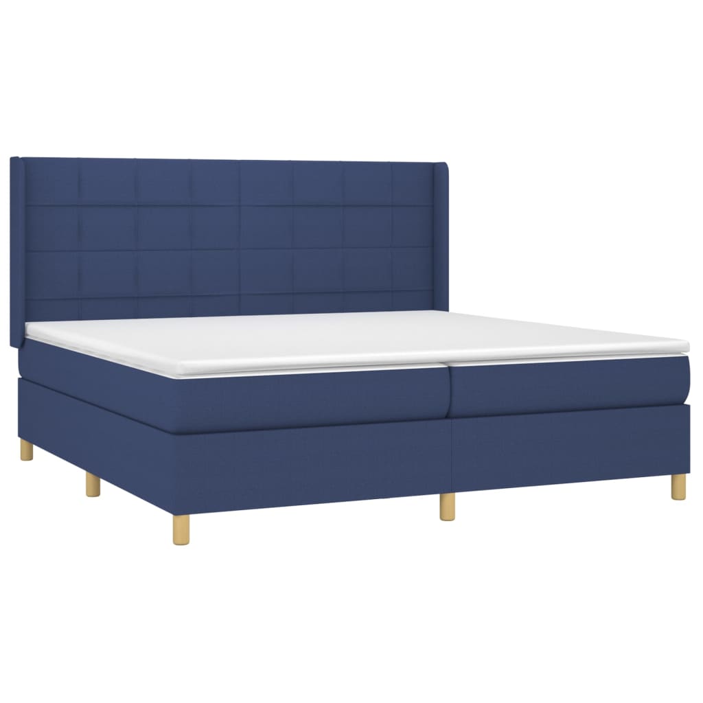 Krevet box spring s madracem LED plavi 200x200 cm od tkanine