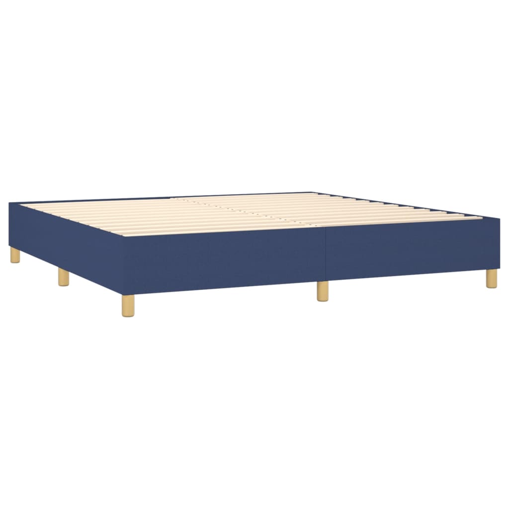 Krevet box spring s madracem LED plavi 200x200 cm od tkanine