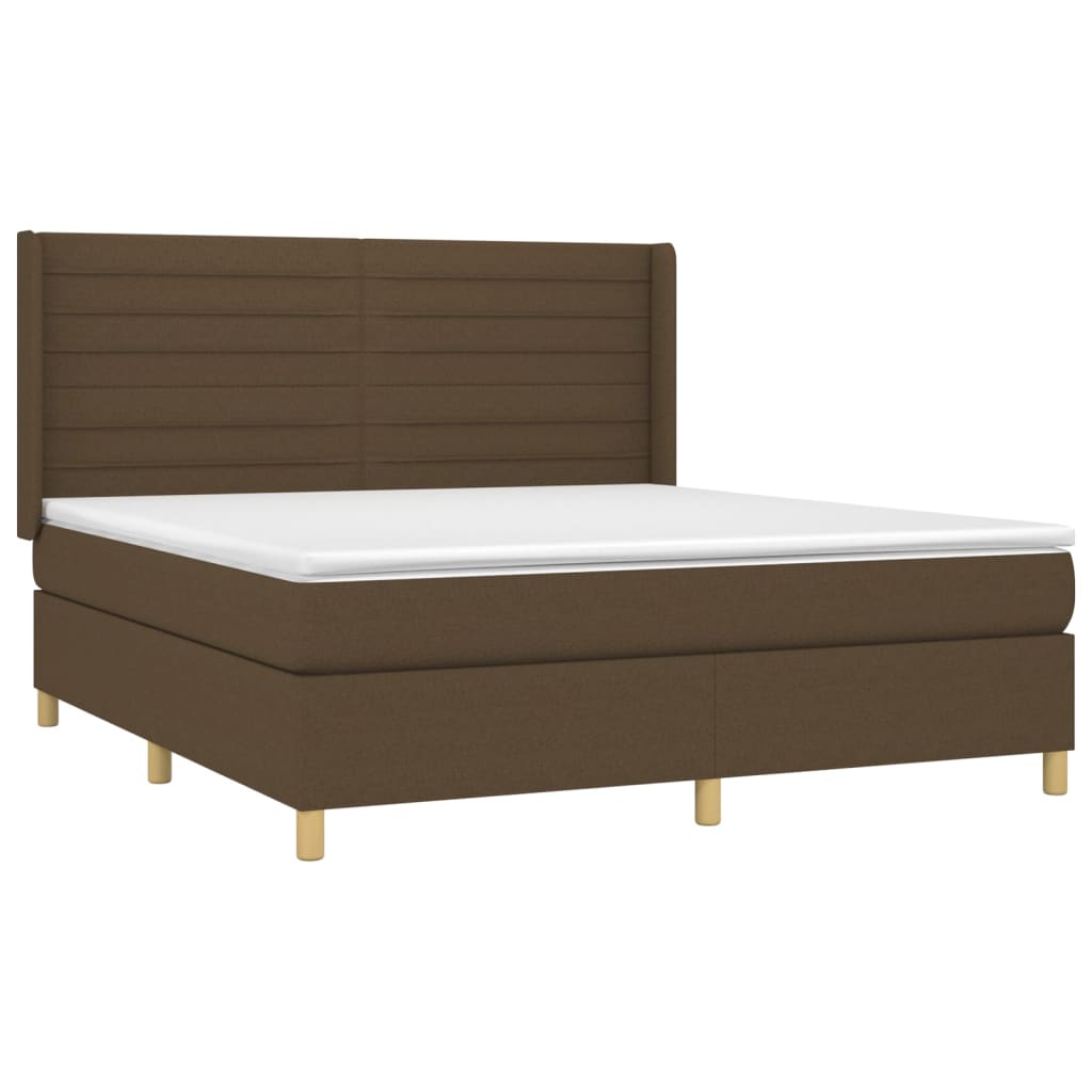 Krevet box spring s madracem LED tamnosmeđi 160x200 cm tkanina