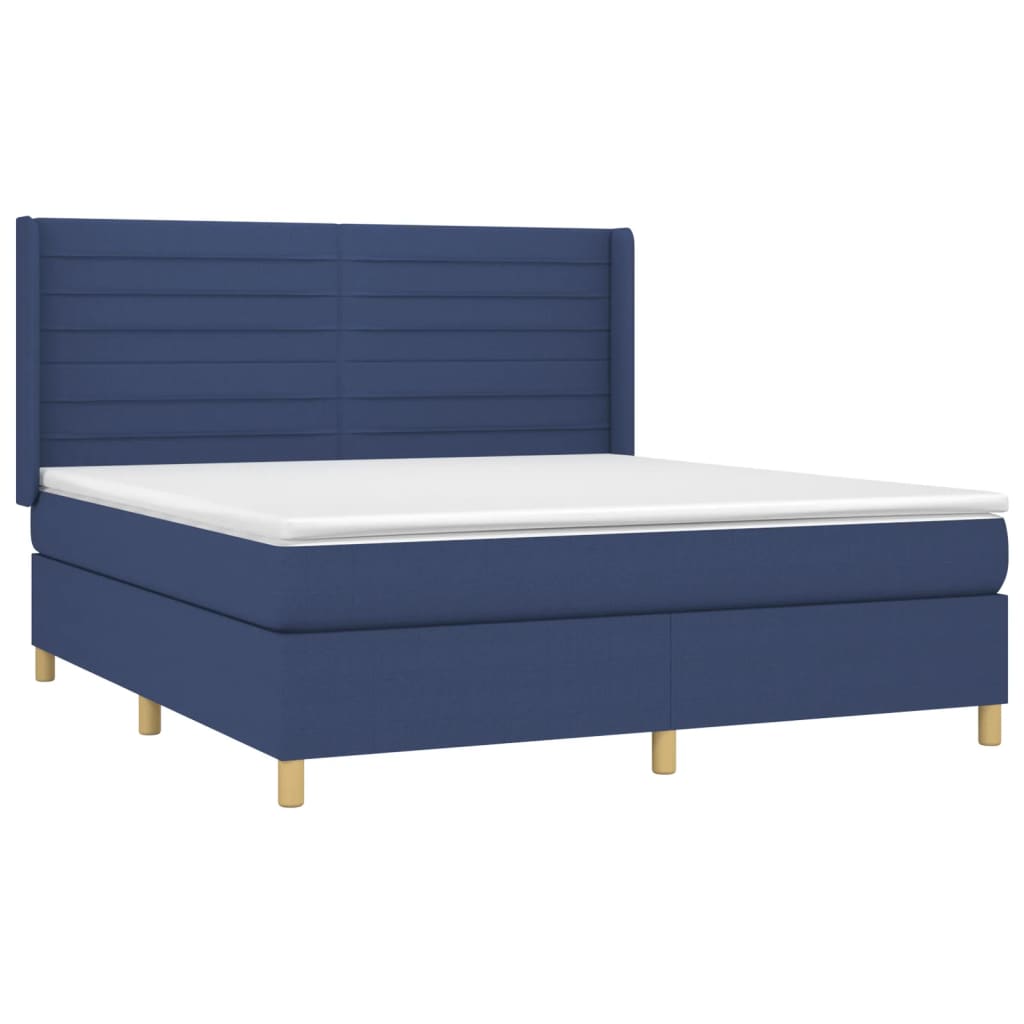 Krevet box spring s madracem LED plavi 160x200 cm od tkanine