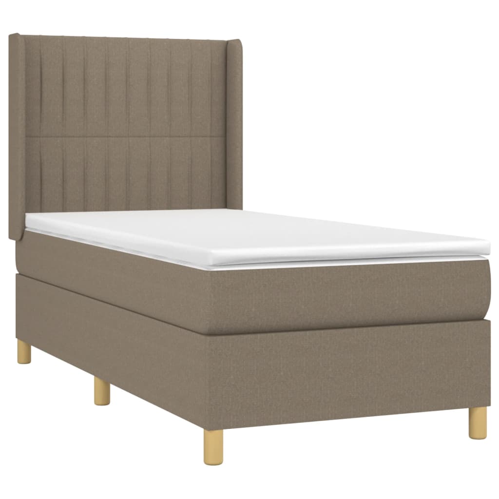 Krevet box spring s madracem LED smeđesivi 80 x 200 cm tkanina