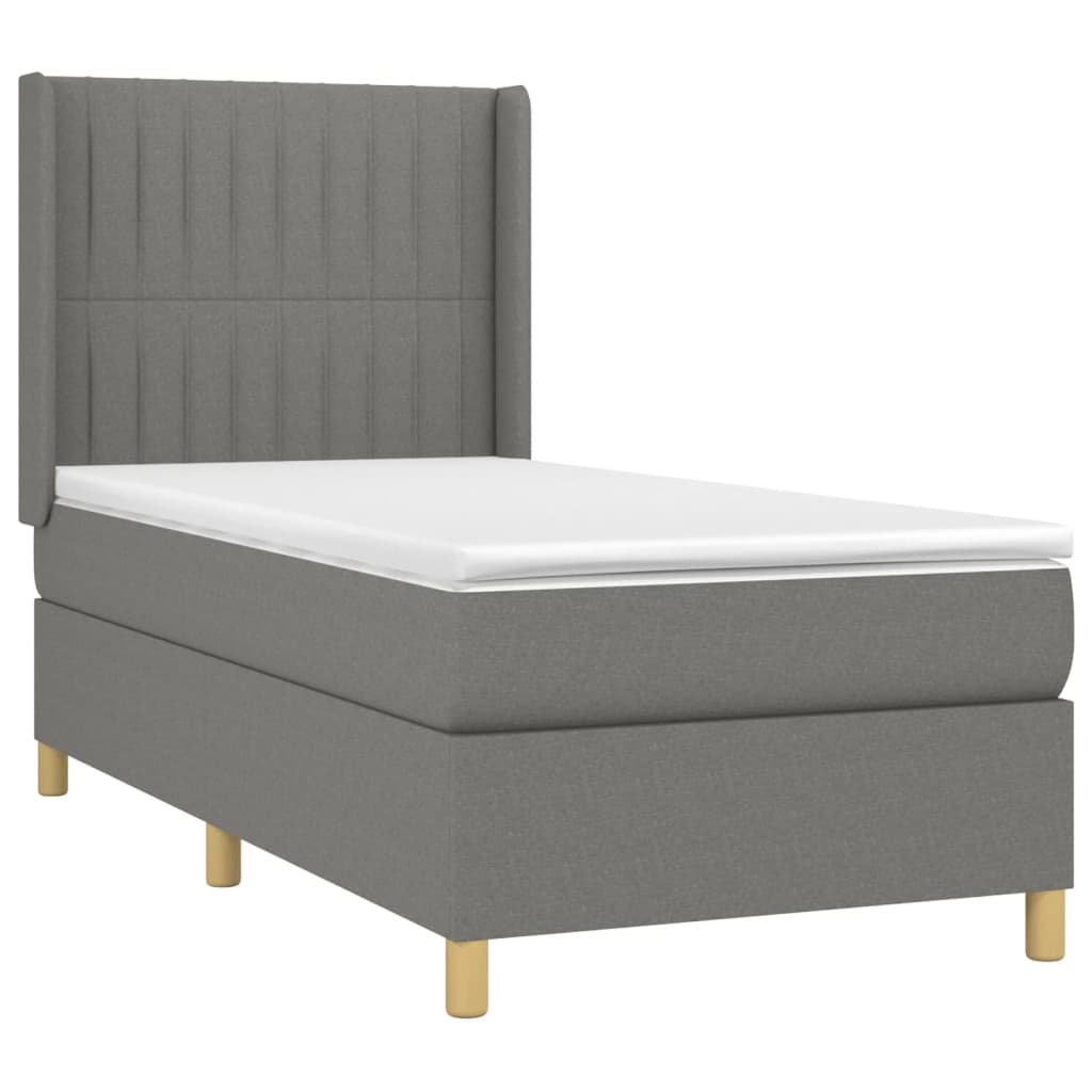 Krevet box spring s madracem LED tamnosivi 90x190 cm tkanina