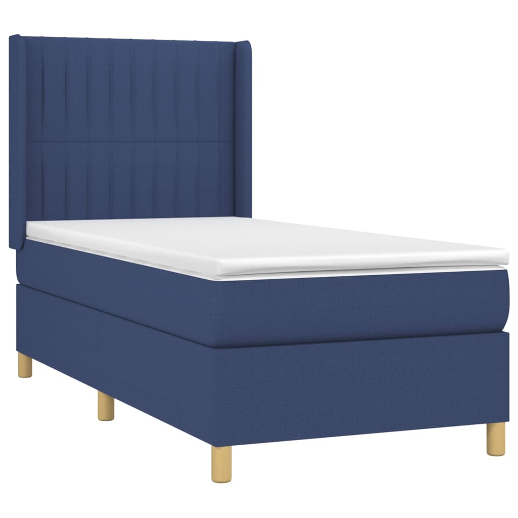 Krevet box spring s madracem LED plavi 100x200 cm od tkanine