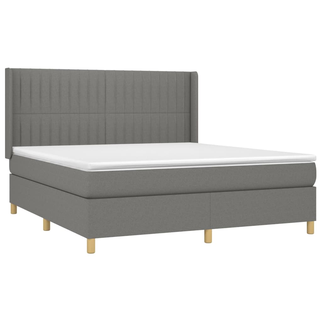 Krevet box spring s madracem LED tamnosivi 160x200 cm tkanina