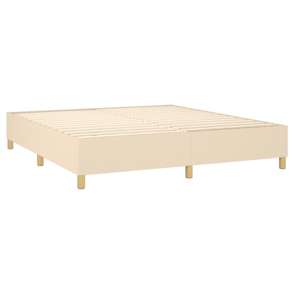 Krevet box spring s madracem LED krem 160x200 cm od tkanine