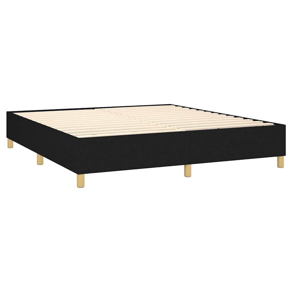 Krevet box spring s madracem LED crni 180x200 cm od tkanine