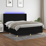 Krevet box spring s madracem LED crni 180x200 cm od tkanine