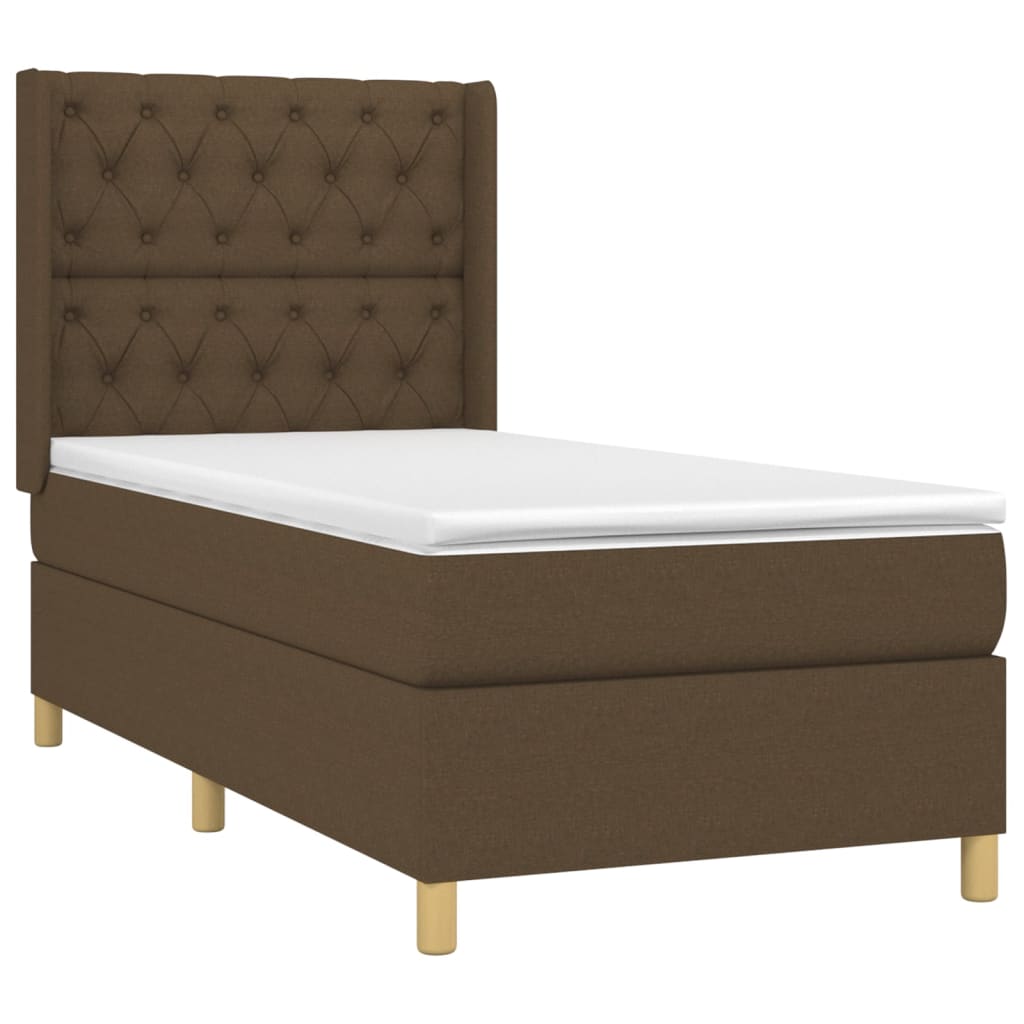 Krevet box spring s madracem LED tamnosmeđi 80 x 200 cm tkanina