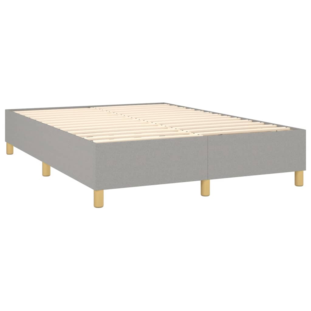 Krevet box spring s madracem LED svjetlosivi 140x190 cm tkanina