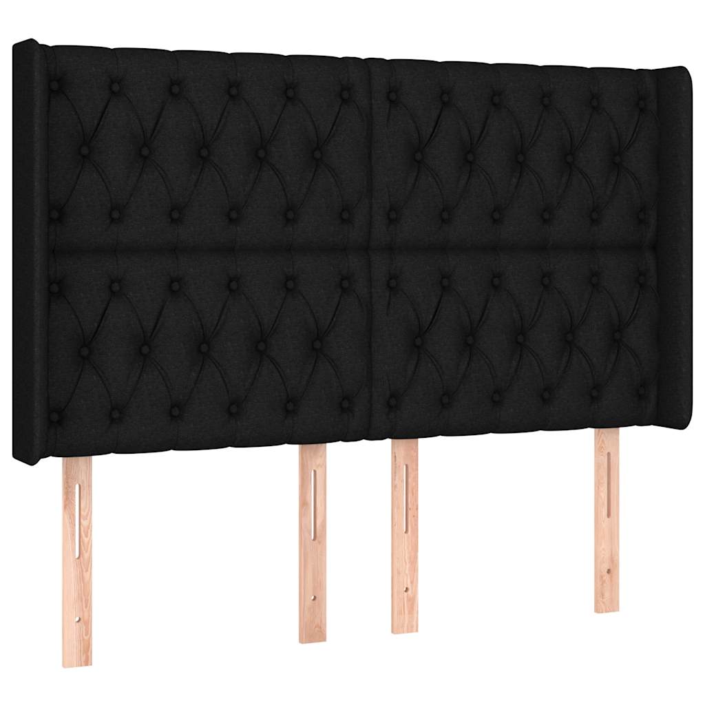 Krevet box spring s madracem LED crni 140x190 cm od tkanine