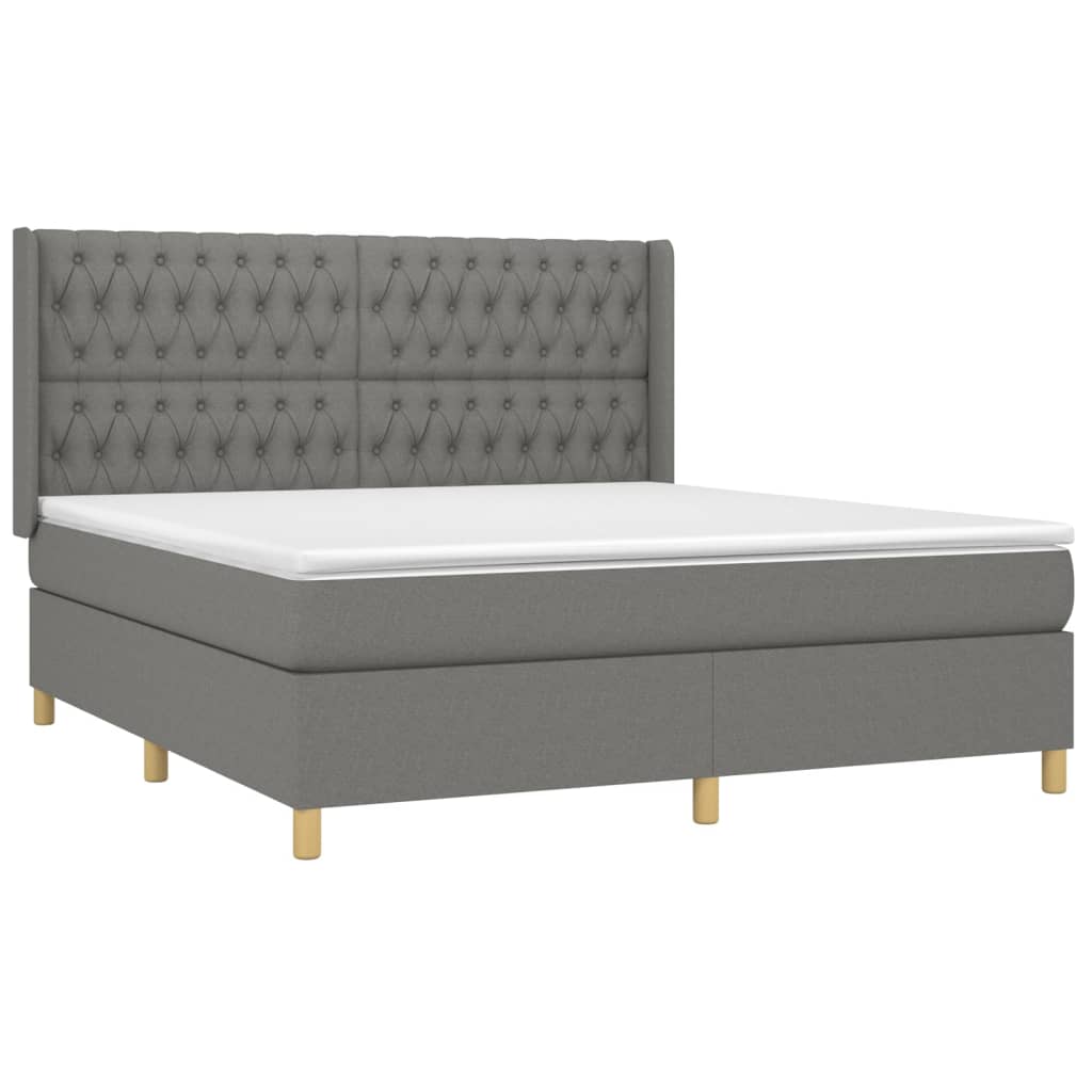 Krevet box spring s madracem LED tamnosivi 180x200 cm tkanina