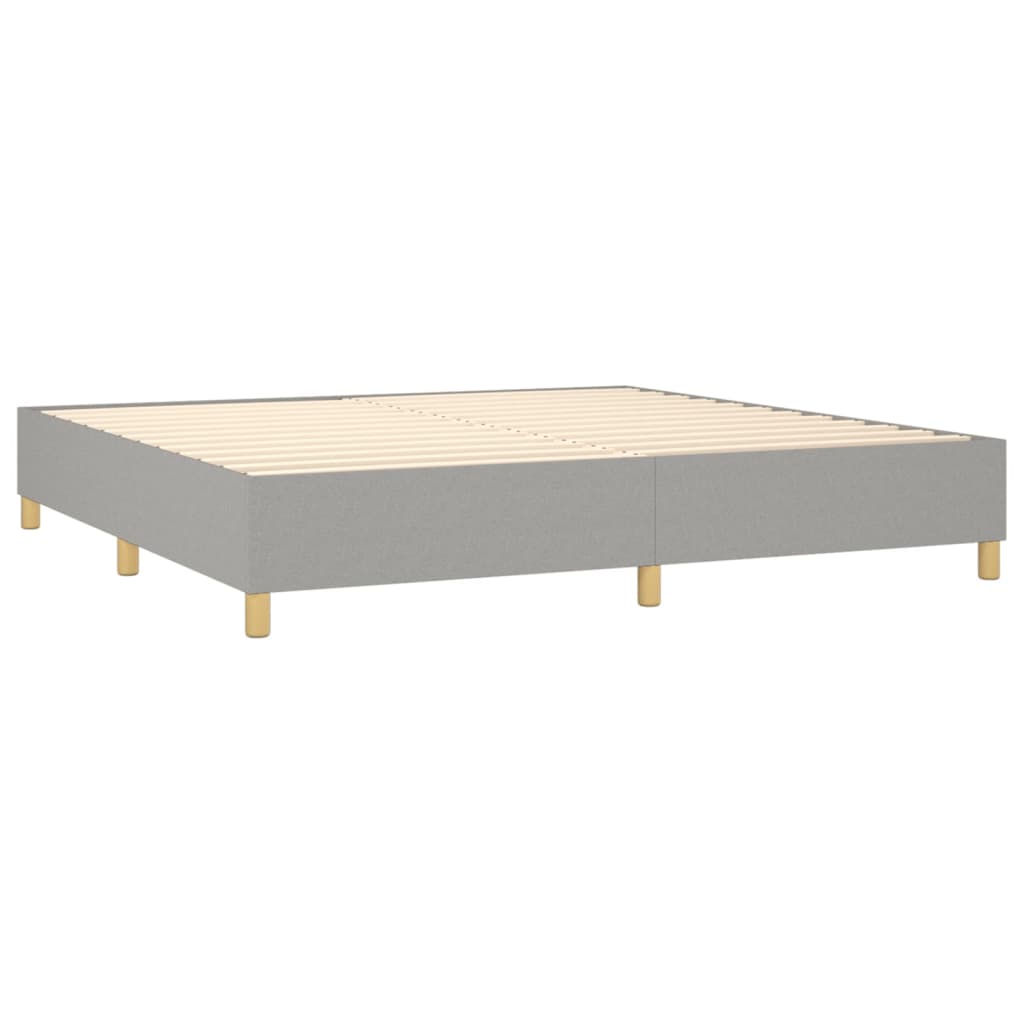 Krevet box spring s madracem LED svjetlosivi 200x200 cm tkanina