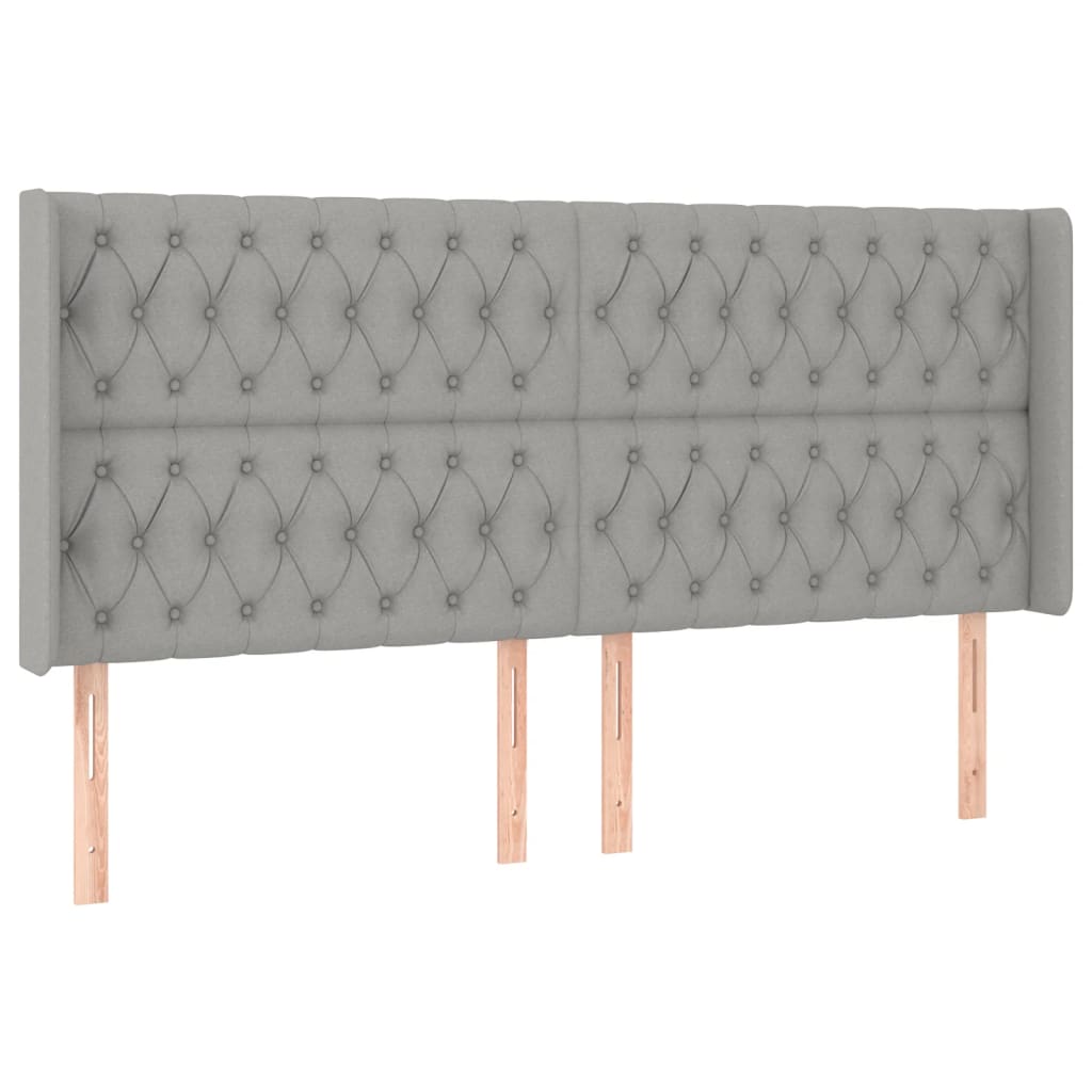 Krevet box spring s madracem LED svjetlosivi 200x200 cm tkanina