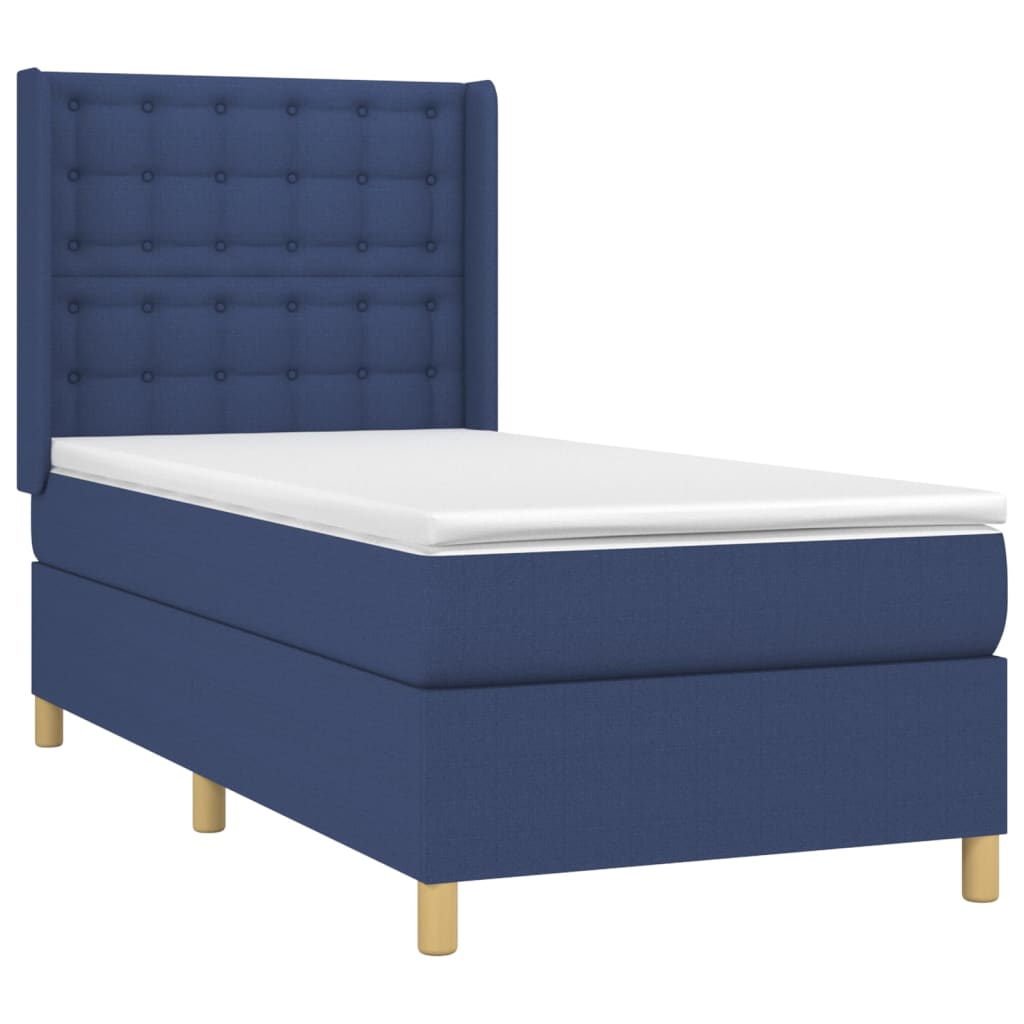 Krevet box spring s madracem LED plavi 80 x 200 cm od tkanine