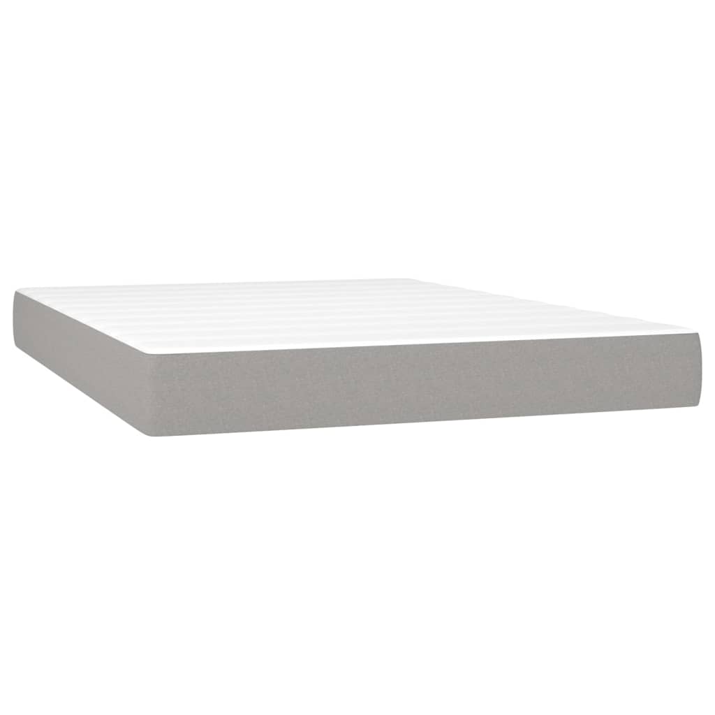 Krevet box spring s madracem LED svjetlosivi 140x190 cm tkanina