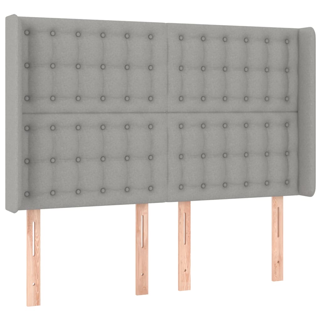 Krevet box spring s madracem LED svjetlosivi 140x190 cm tkanina