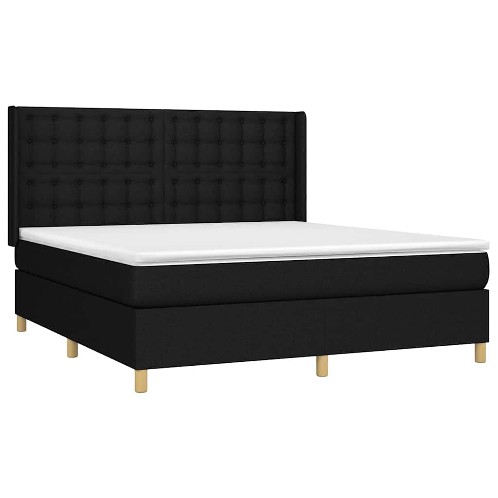 Krevet box spring s madracem LED crni 160x200 cm od tkanine