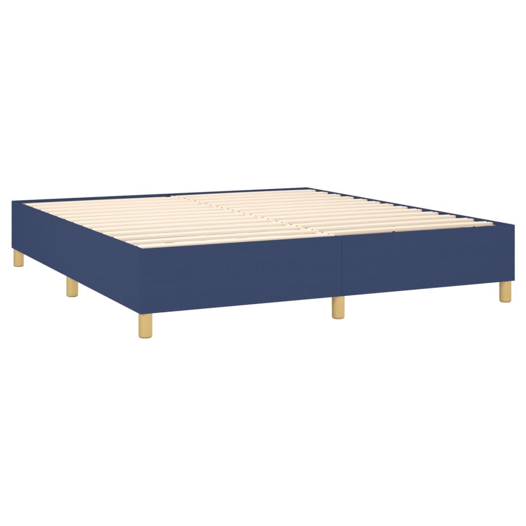 Krevet box spring s madracem LED plavi 160x200 cm od tkanine