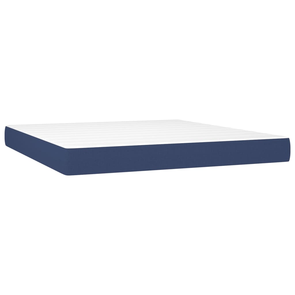 Krevet box spring s madracem LED plavi 160x200 cm od tkanine