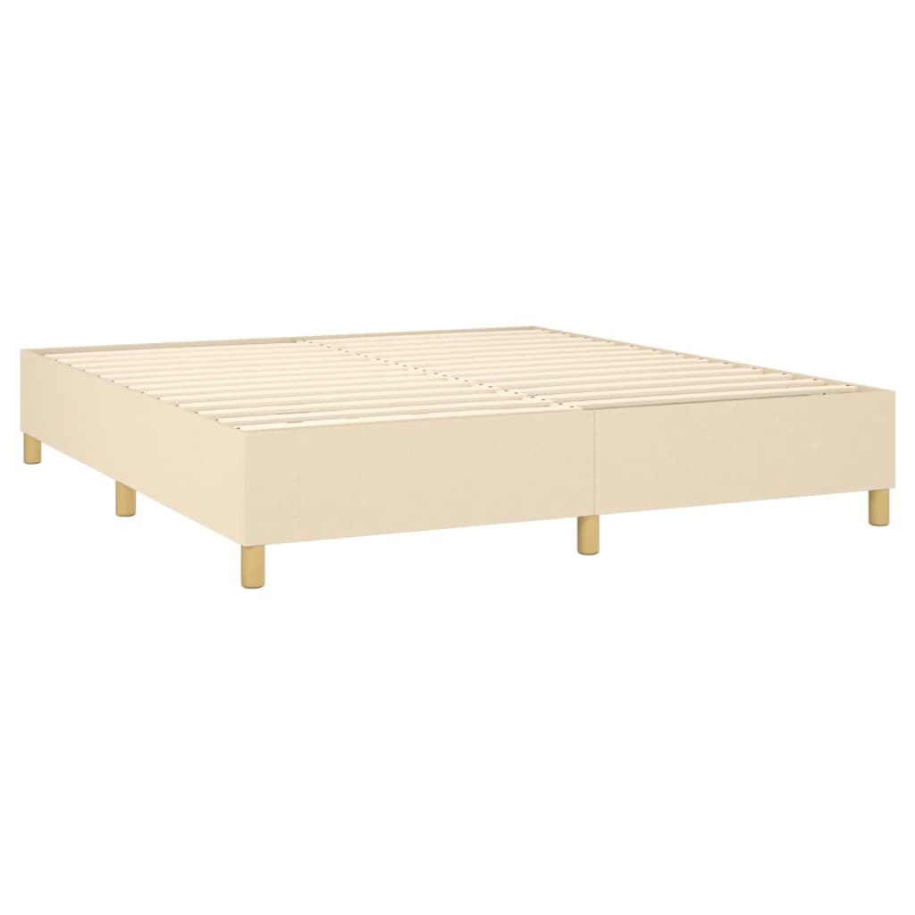 Krevet box spring s madracem LED krem 180x200 cm od tkanine