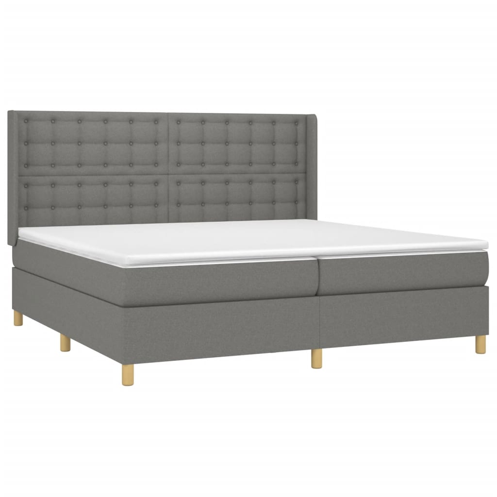 Krevet box spring s madracem LED tamnosivi 200x200 cm tkanina