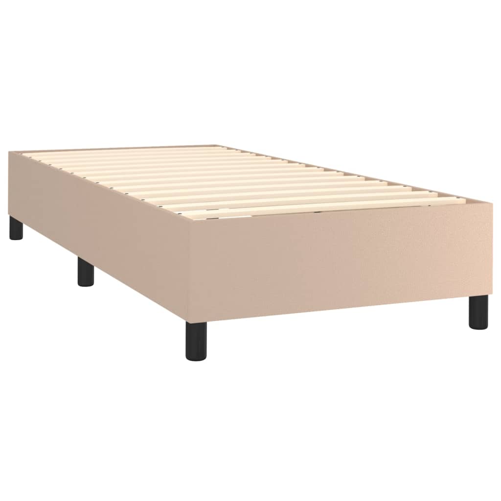 Krevet box spring madrac LED cappuccino 90x190cm umjetna koža