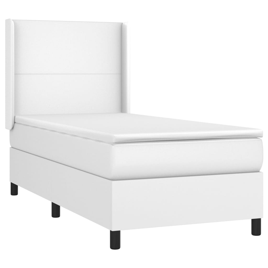 Krevet box spring s madracem LED bijeli 90x200 cm umjetna koža