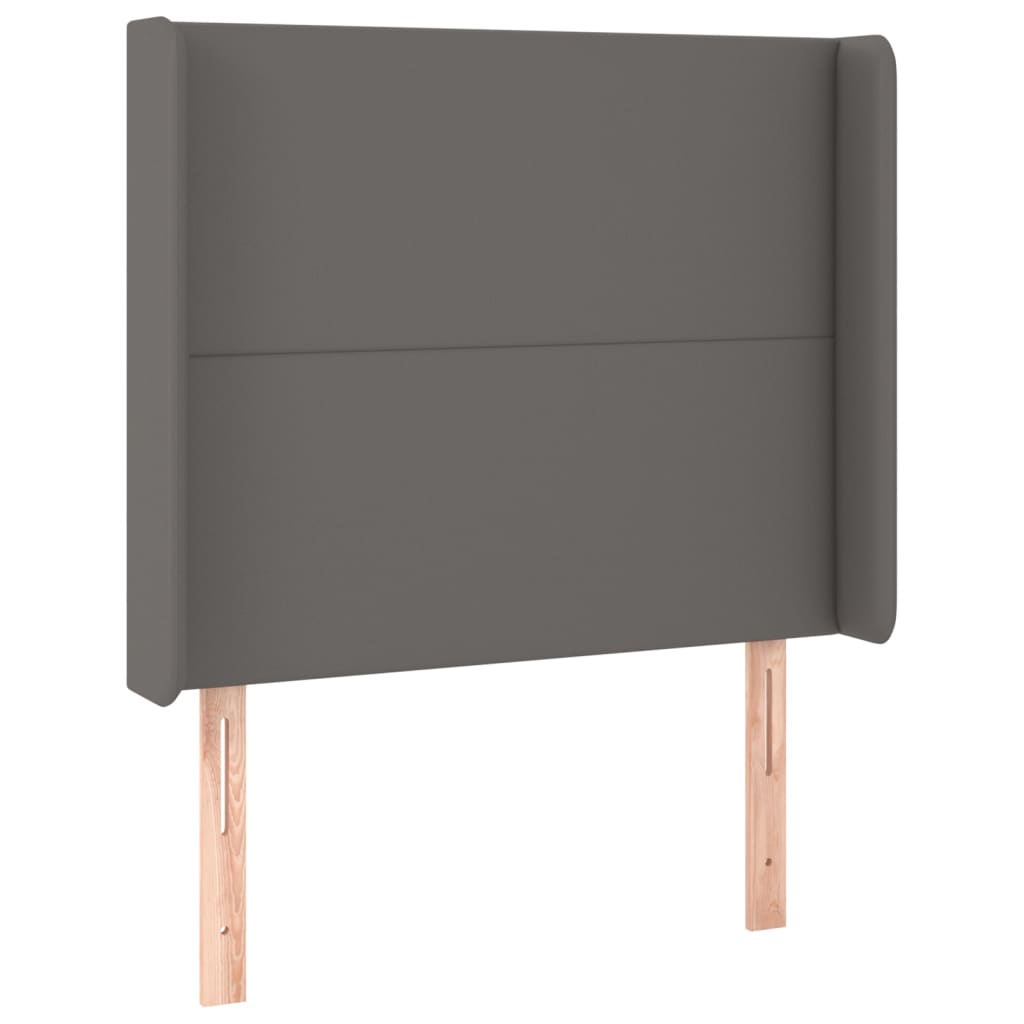 Krevet box spring s madracem LED sivi 90x200 cm od umjetne kože