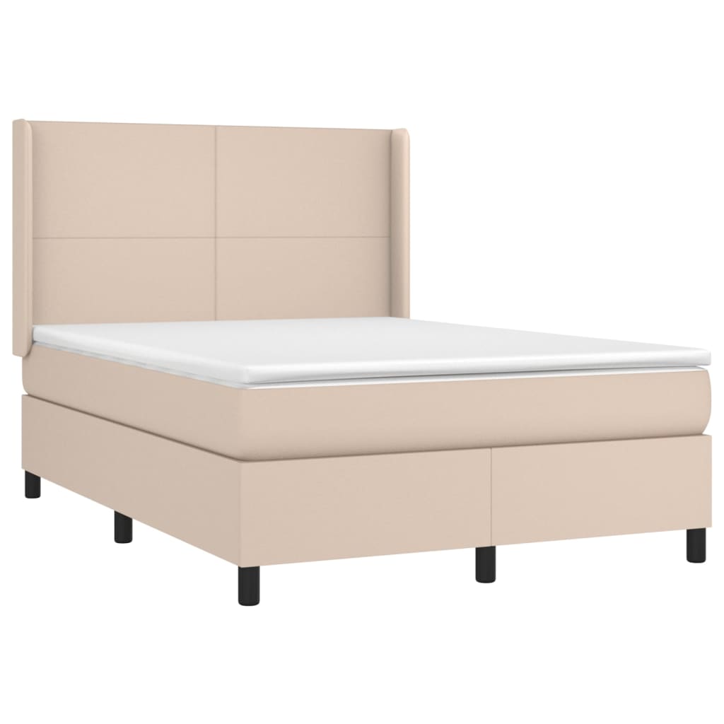 Krevet box spring madrac LED cappuccino 140x190cm umjetna koža