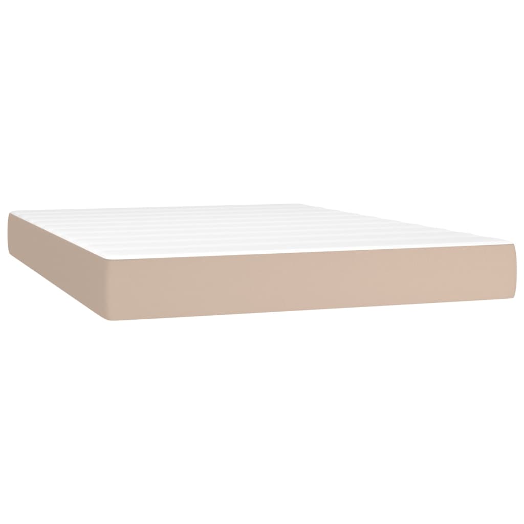 Krevet box spring madrac LED cappuccino 140x190cm umjetna koža