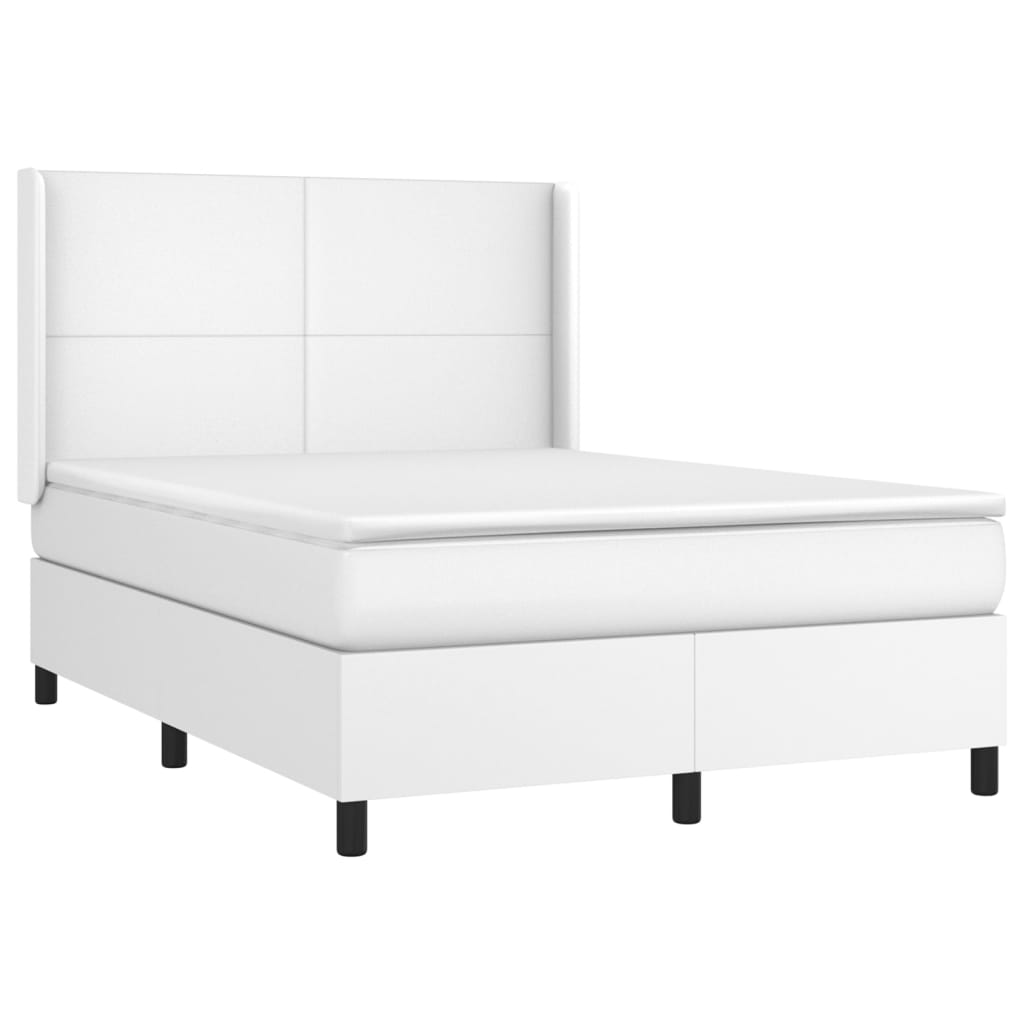 Krevet box spring s madracem LED bijeli 140x200 cm umjetna koža