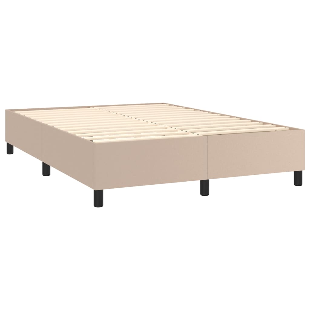 Krevet box spring madrac LED cappuccino 140x200cm umjetna koža