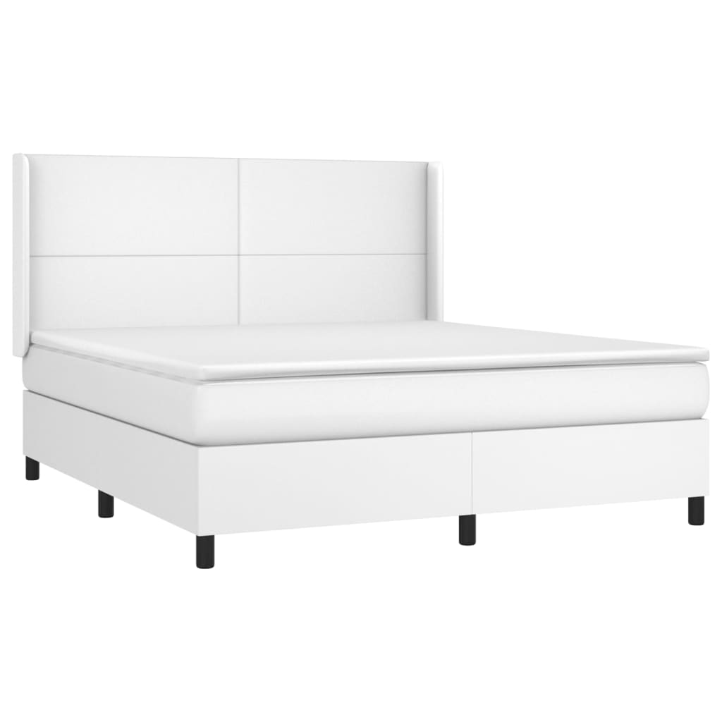 Krevet box spring s madracem LED bijeli 160x200 cm umjetna koža