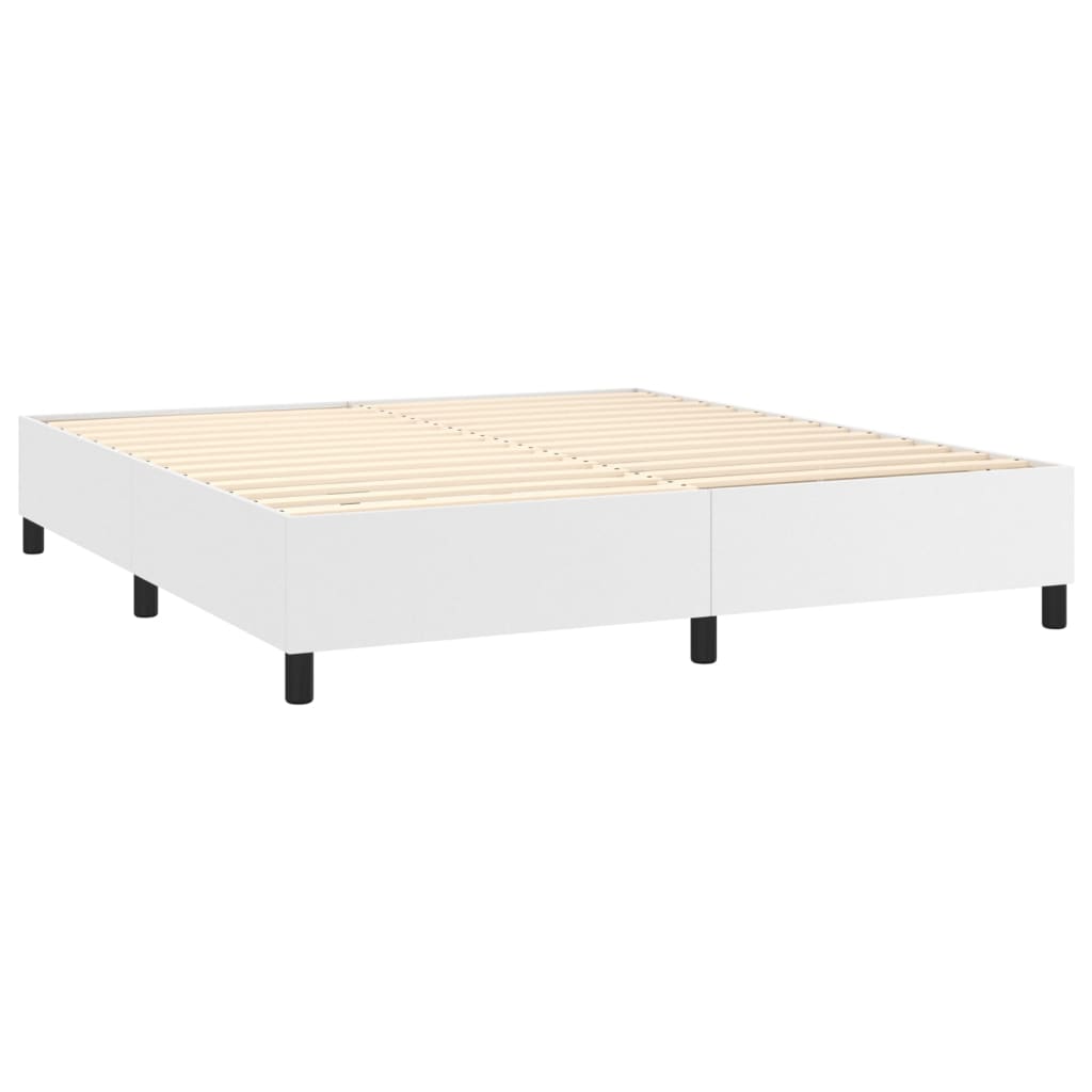 Krevet box spring s madracem LED bijeli 160x200 cm umjetna koža