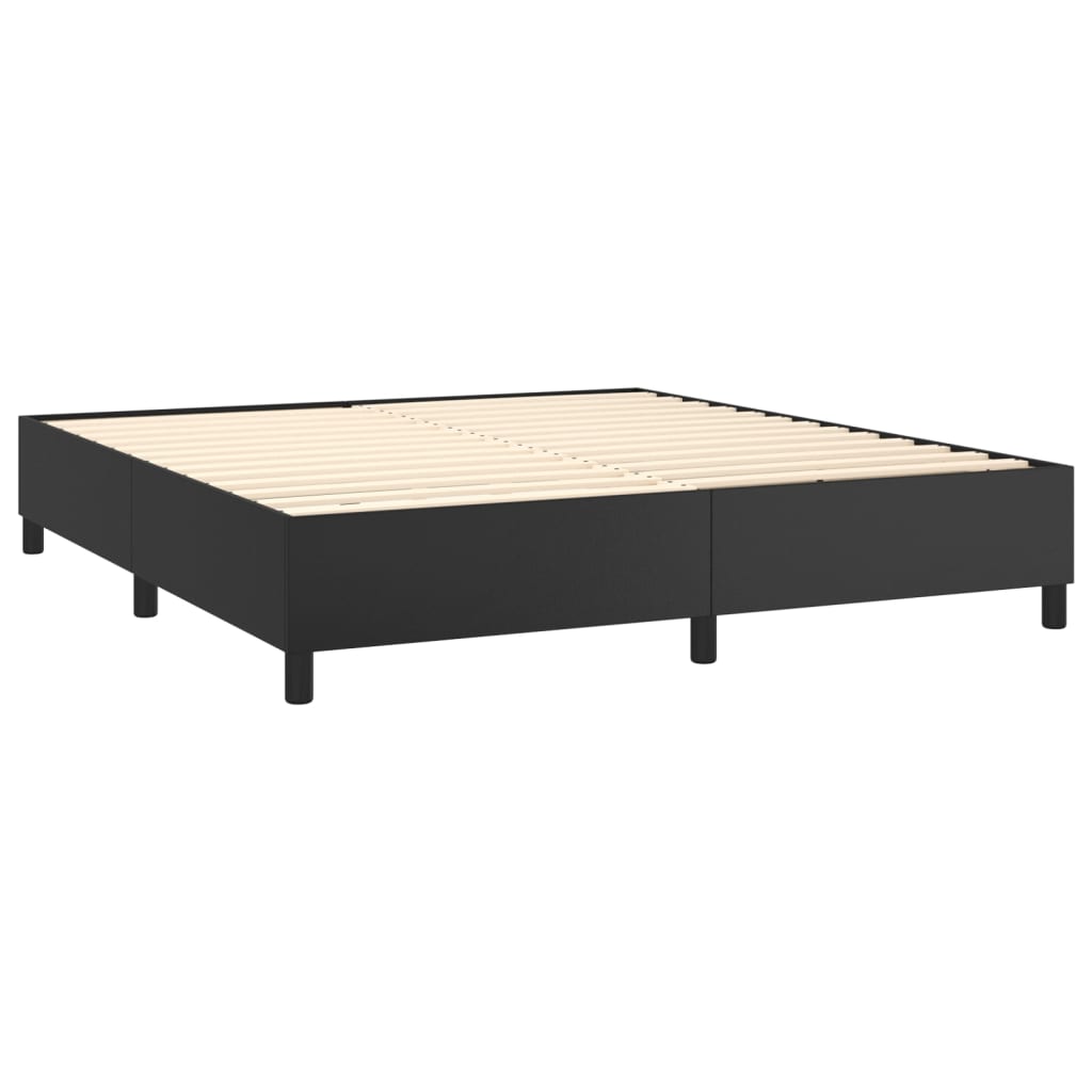 Krevet box spring s madracem LED crni 180x200cm od umjetne kože