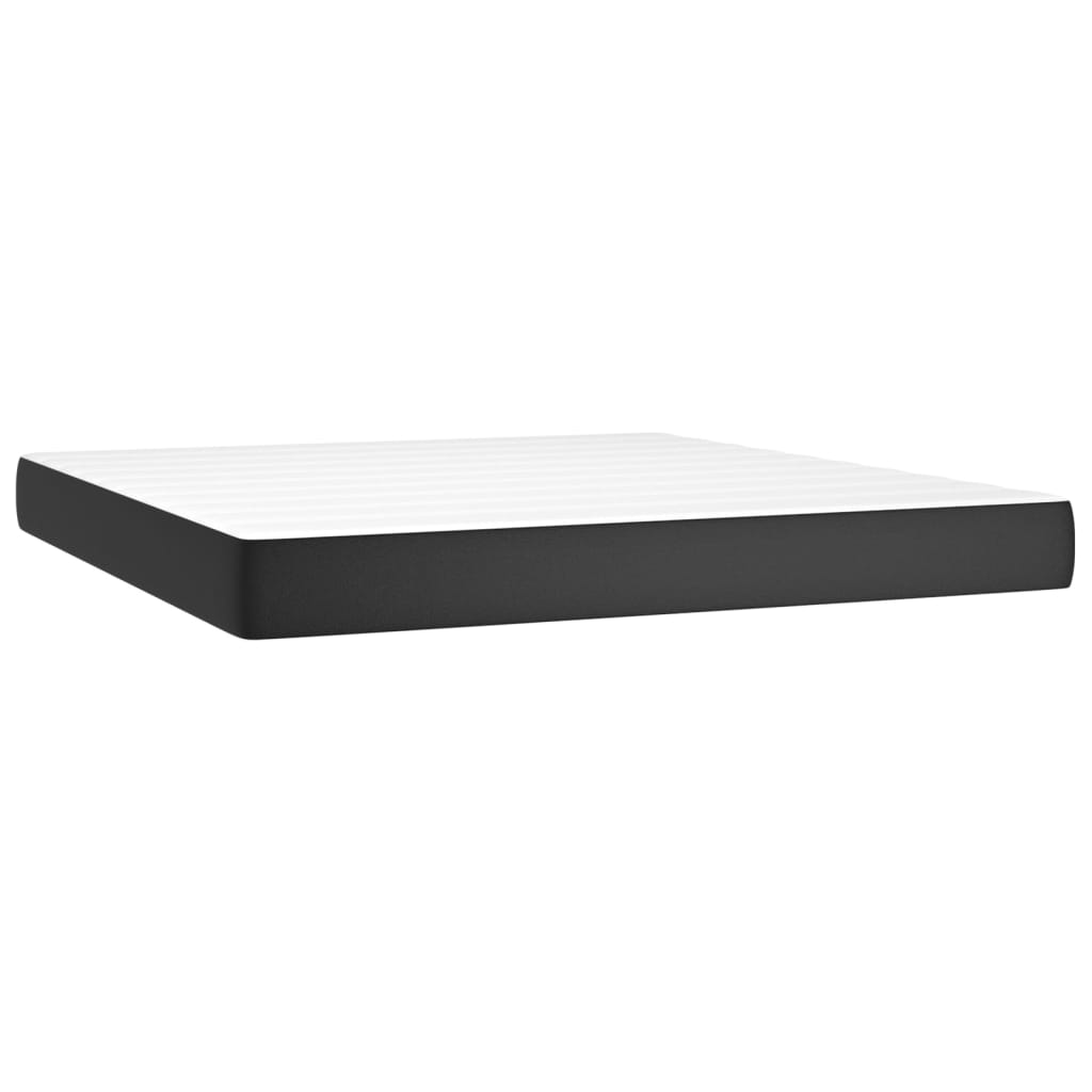 Krevet box spring s madracem LED crni 180x200cm od umjetne kože