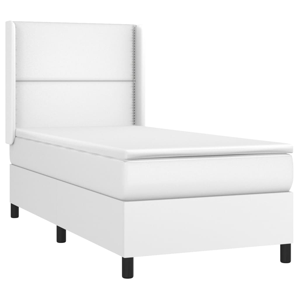 Krevet box spring s madracem LED bijeli 100x200 cm umjetna koža