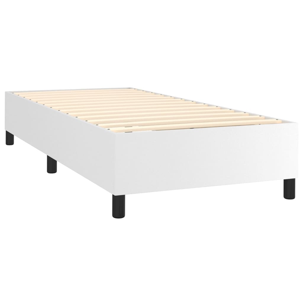Krevet box spring s madracem LED bijeli 100x200 cm umjetna koža