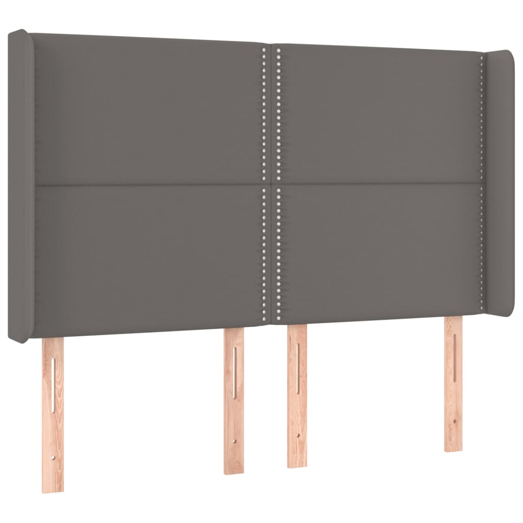 Krevet box spring s madracem LED sivi 140x190cm od umjetne kože