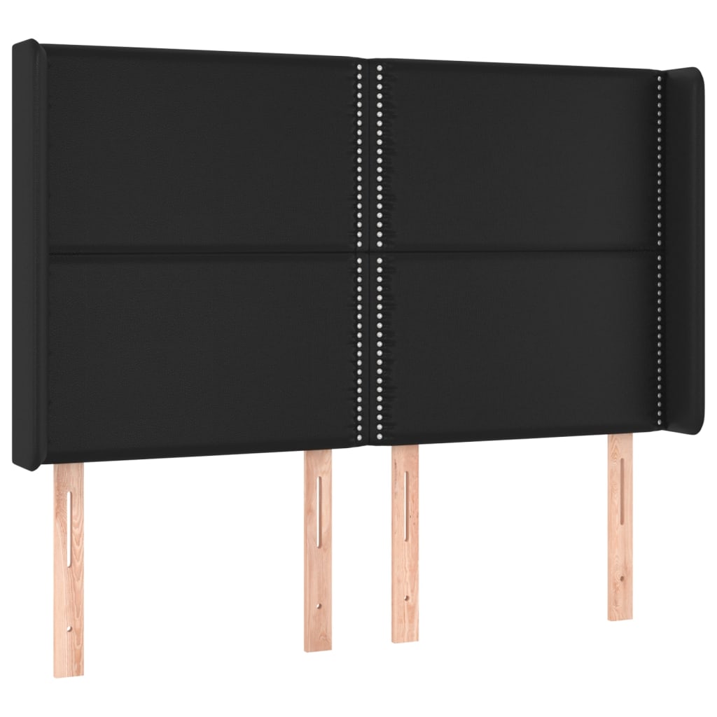Krevet box spring s madracem LED crni 140x200cm od umjetne kože