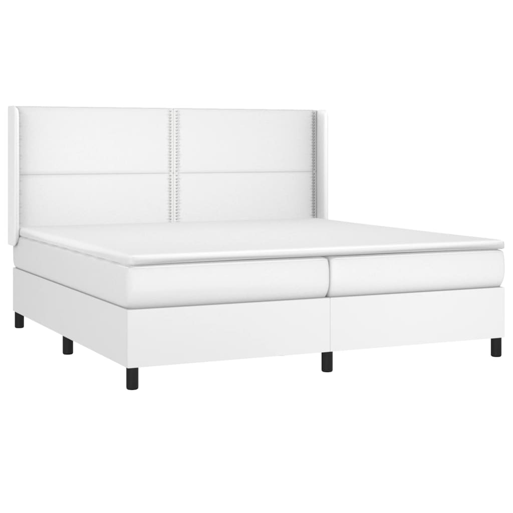 Krevet box spring s madracem LED bijeli 200x200 cm umjetna koža