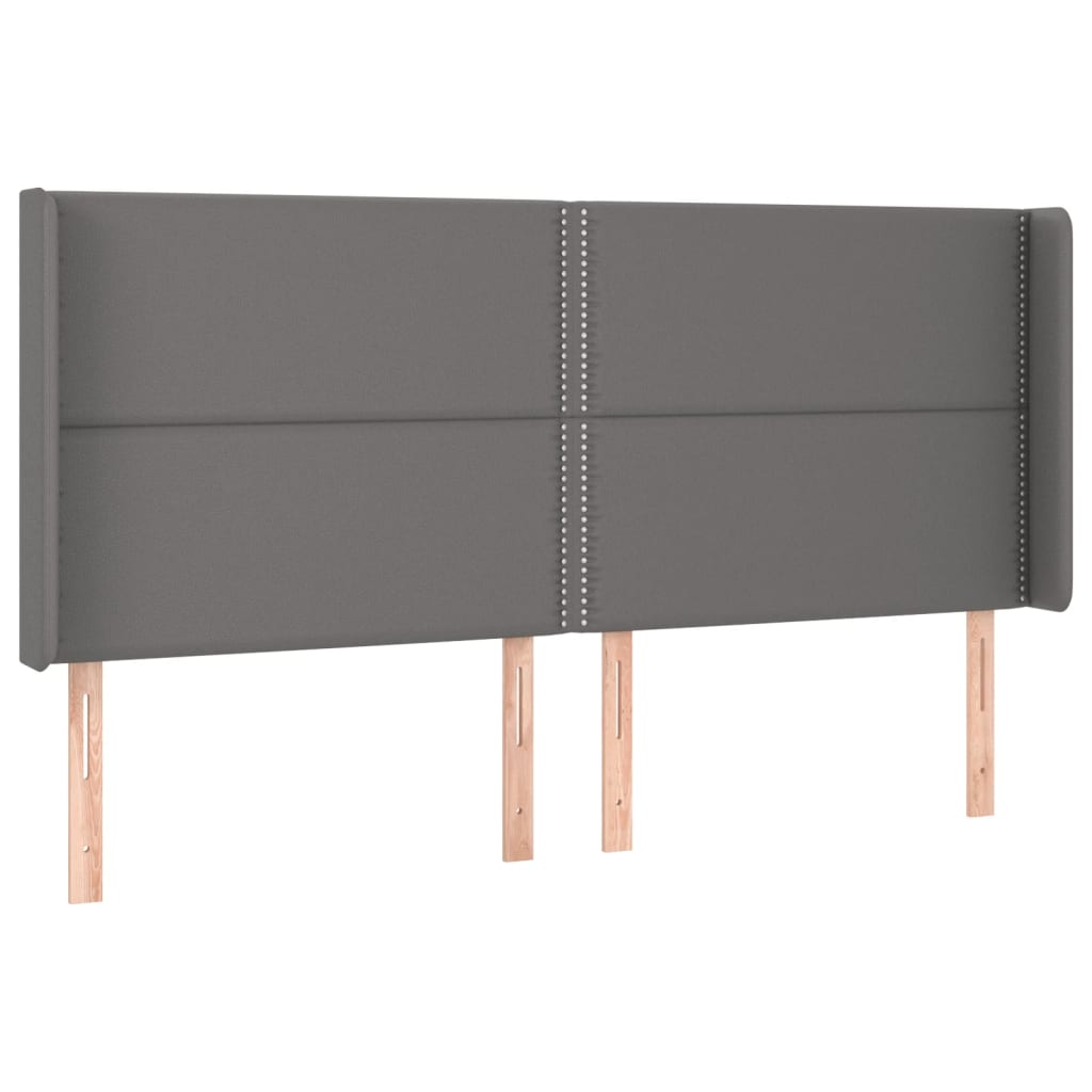 Krevet box spring s madracem LED sivi 200x200cm od umjetne kože