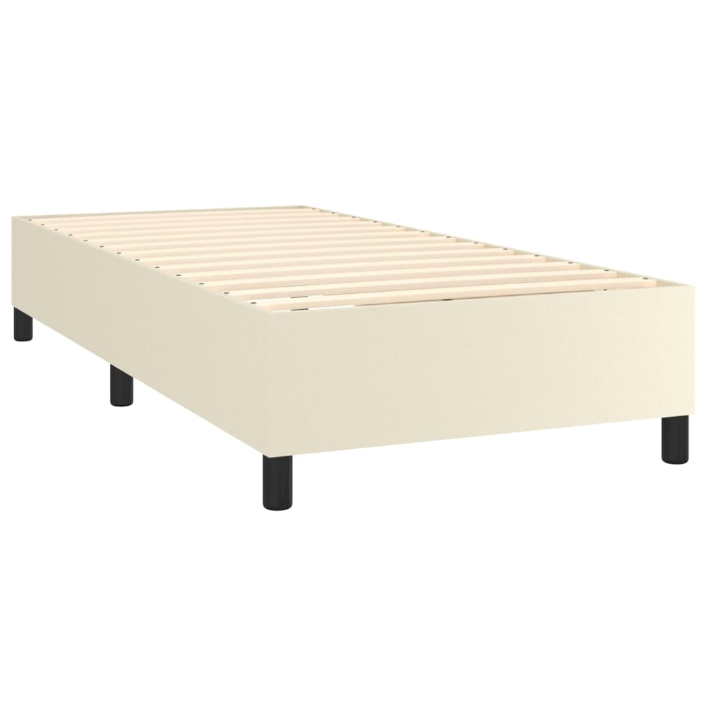 Krevet box spring s madracem LED krem 80x200 cm od umjetne kože