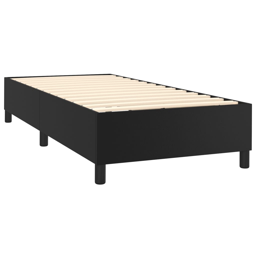 Krevet box spring s madracem LED crni 90x200 cm od umjetne kože