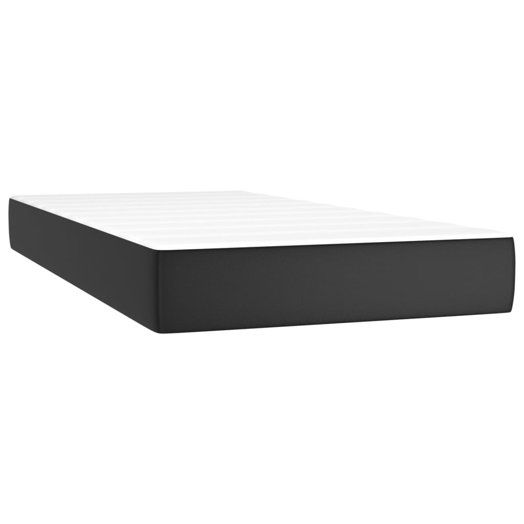 Krevet box spring s madracem LED crni 90x200 cm od umjetne kože