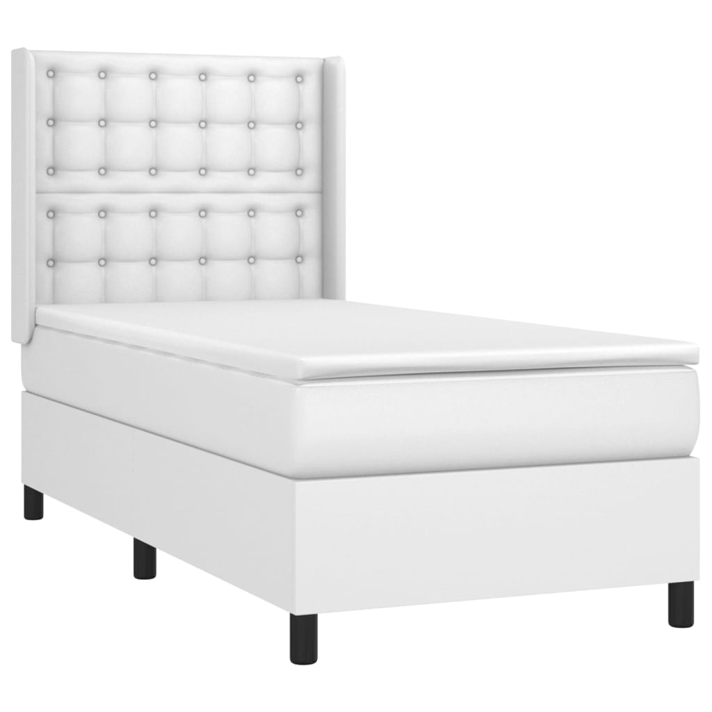 Krevet box spring s madracem LED bijeli 90x200 cm umjetna koža