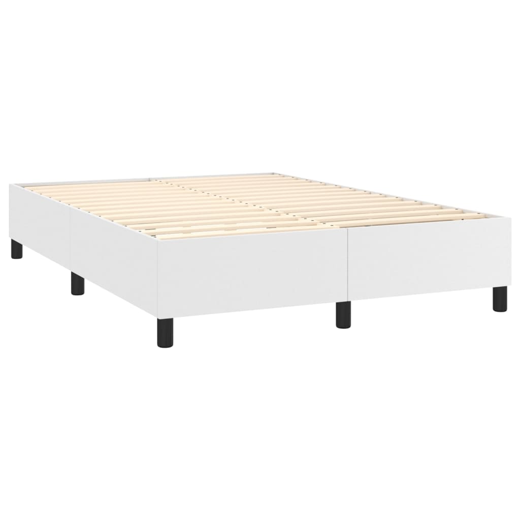 Krevet box spring s madracem LED bijeli 140x190 cm umjetna koža